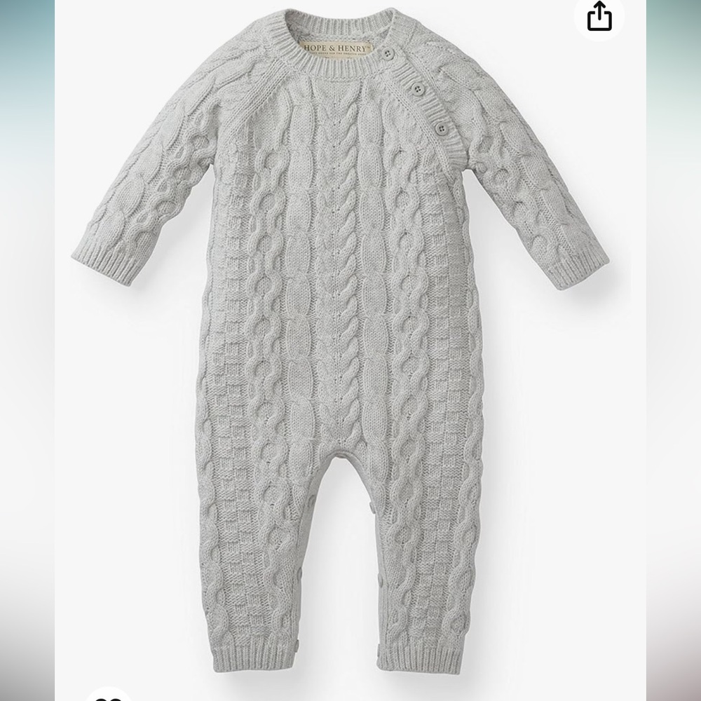 Hope & Henry Baby Cable Knit Sweater Romper